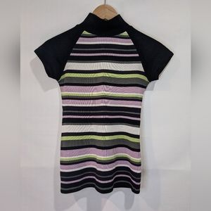 Vintage Chime Mock Neck Short Sleeve Sweater Shirt Size Small